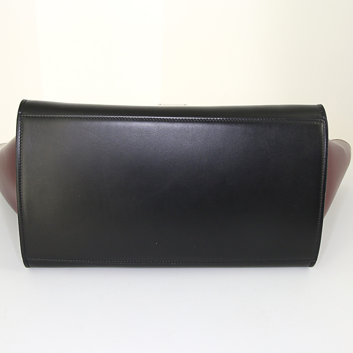 Celine  Trapeze medium model  handbag  in beige, burgundy and black tricolor  leather - Detail D5