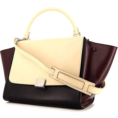 Borsa Celine  Trapeze modello medio  in pelle tricolore beige bordeaux e nera