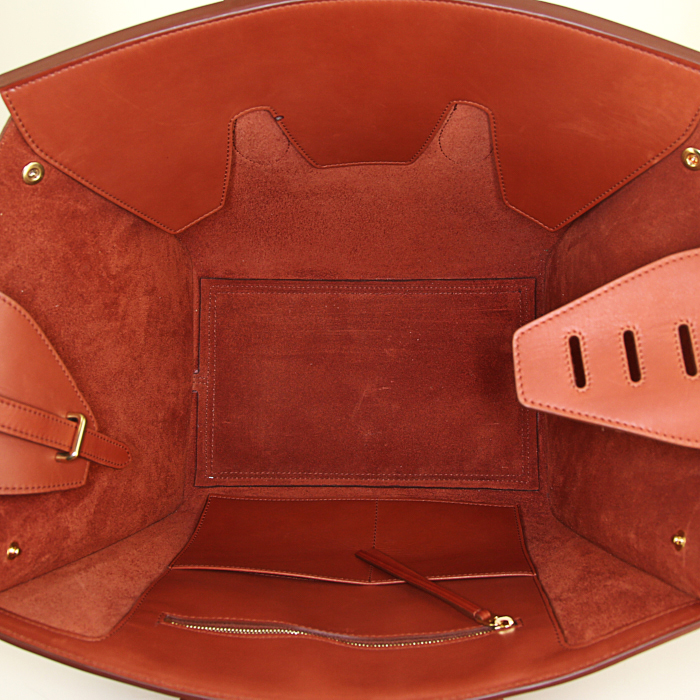 Sac à main Celine Tie Bag en cuir marron - Detail D2