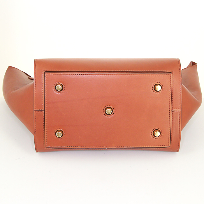 Sac à main Celine Tie Bag en cuir marron - Detail D4