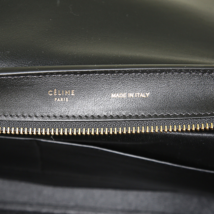 Celine Trapeze medium model handbag in black and beige tricolor leather and pink suede - Detail D4