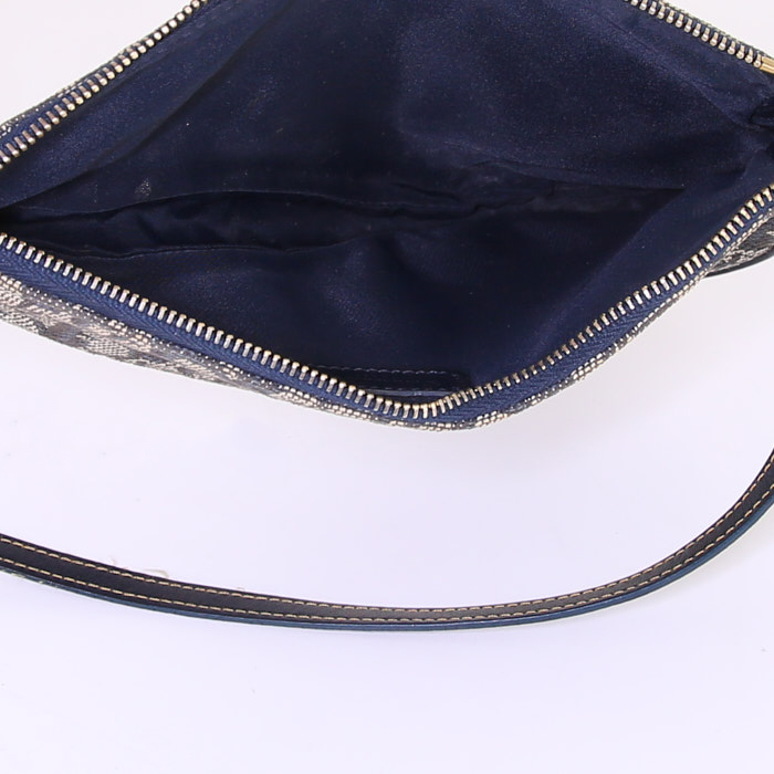 Pochette Dior Saddle in tessuto monogram blu e pelle blu - Detail D2