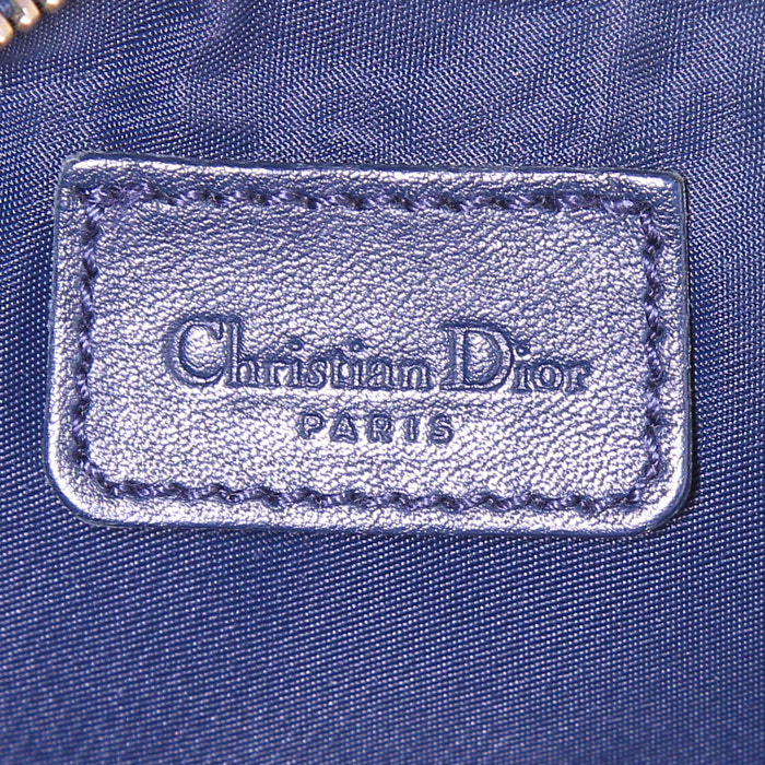 Bolsito de mano Dior Saddle en tela Monogram azul y cuero azul - Detail D3