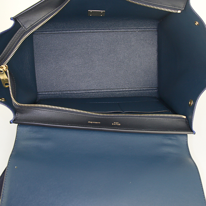Celine Trapeze handbag in blue and black tricolor leather - Detail D3