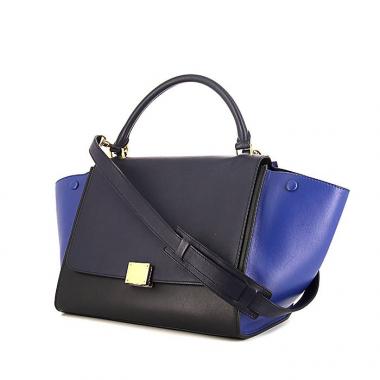 Sac à main Celine Trapeze en cuir tricolore bleu et noir