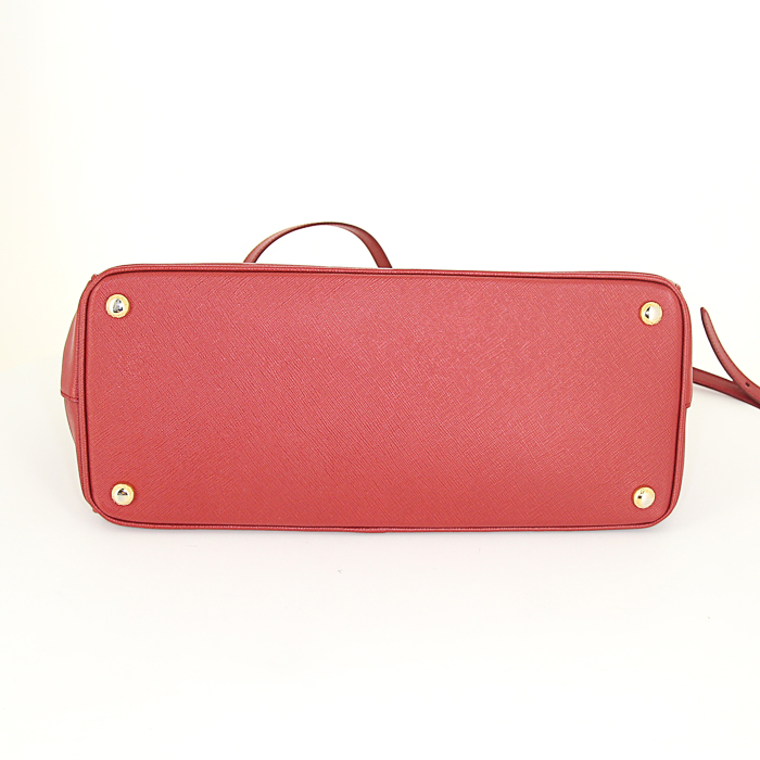 Prada Galleria large model handbag in red leather saffiano - Detail D5