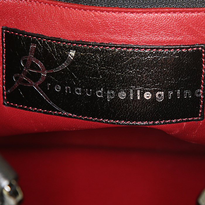 Shopping bag Renaud Pellegrino in puledro nero e pelle nera - Detail D3