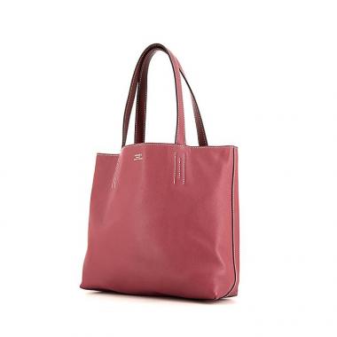 Bolso Cabás Hermes Double Sens modelo pequeño en cuero swift bicolor rosa y rojo H