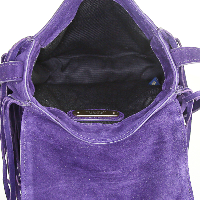 Sac bandoulière Ralph Lauren en daim violet - Detail D2