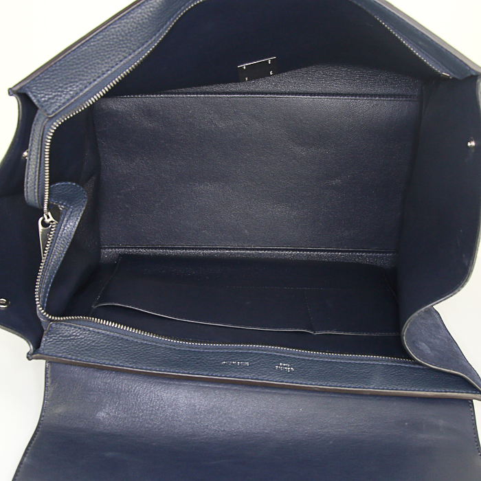 Celine Trapeze large model handbag in blue leather and blue suede - Detail D2