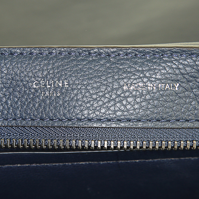 Celine Trapeze large model handbag in blue leather and blue suede - Detail D3