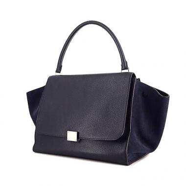 Celine Trapeze large model handbag in blue leather and blue suede