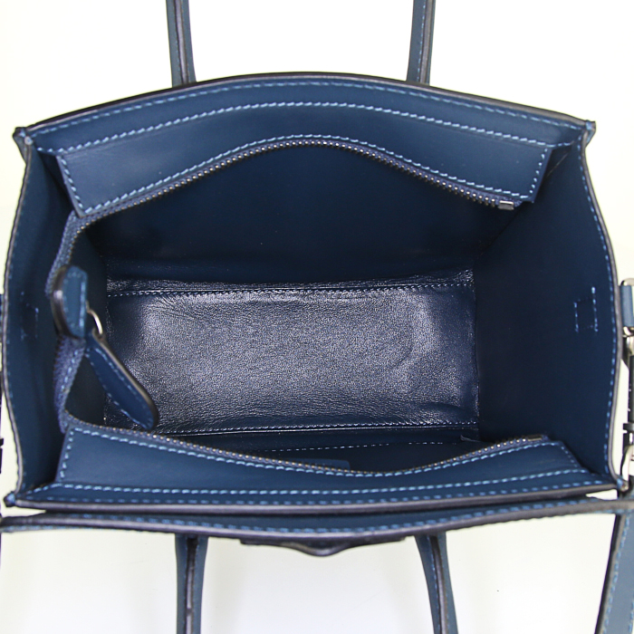 Borsa Celine Luggage Nano mini in pelle blu marino - Detail D3