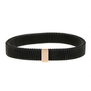Bracciale flessibile Mauboussin Moi Non Plus & Toi Non Plus in acciaio nero e oro rosa 14k