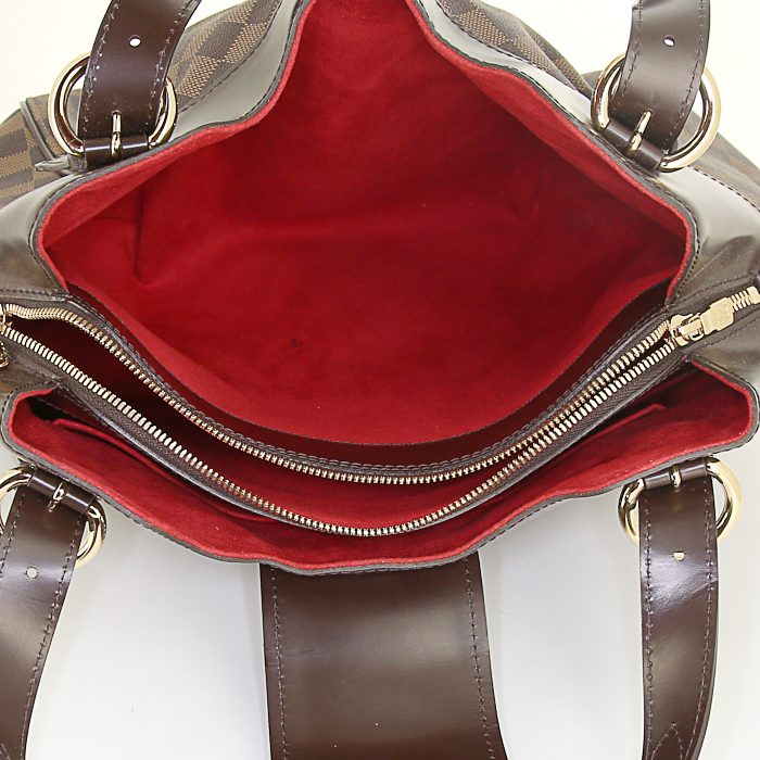 Louis Vuitton Sistina large model handbag in brown damier canvas and brown - Detail D2