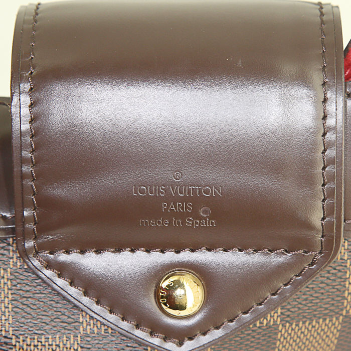 Louis Vuitton Sistina large model handbag in brown damier canvas and brown - Detail D3