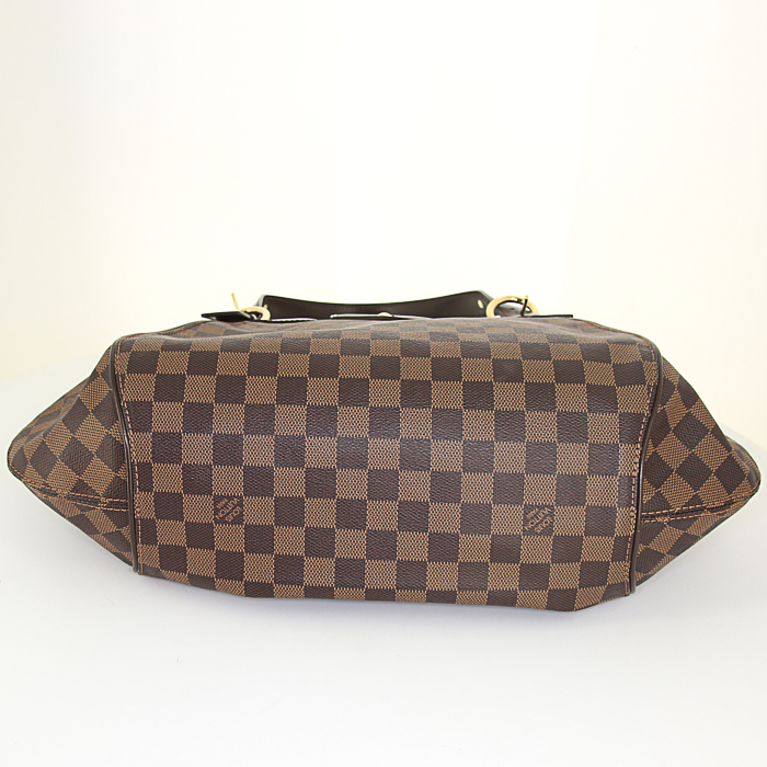 Sac à main Louis Vuitton Sistina grand modèle en toile damier marron et cuir glacé marron - Detail D4