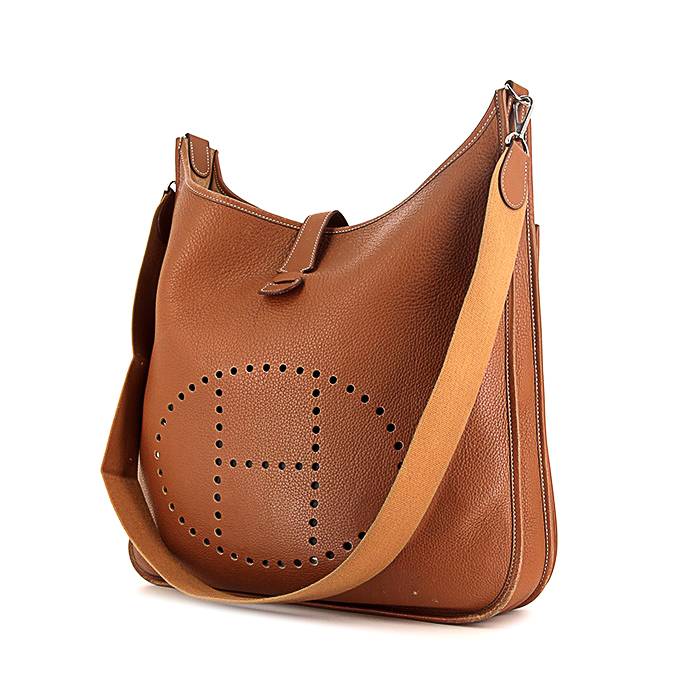 Bolso bandolera Hermes Evelyne talla XL en cuero togo color oro