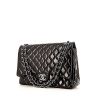 Chanel Timeless Maxi Jumbo handbag in anthracite grey patent quilted leather - 00pp thumbnail