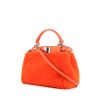 Fendi Mini Peekaboo shoulder bag in orange woollen fabric and orange leather - 00pp thumbnail