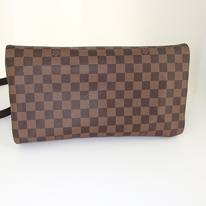 Bolso bandolera Louis Vuitton Speedy 35 en lona a cuadros revestida ébano y cuero marrón - Detail D5