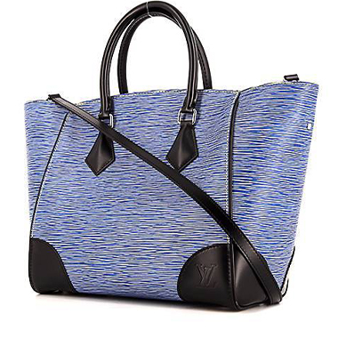Borsa Louis Vuitton in pelle Epi blu e pelle nera