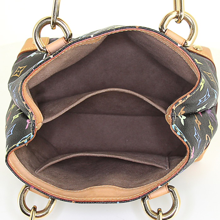 Borsa Louis Vuitton Louis Vuitton Editions Limitées in tela monogram cerata multicolore nera e pelle naturale - Detail D2