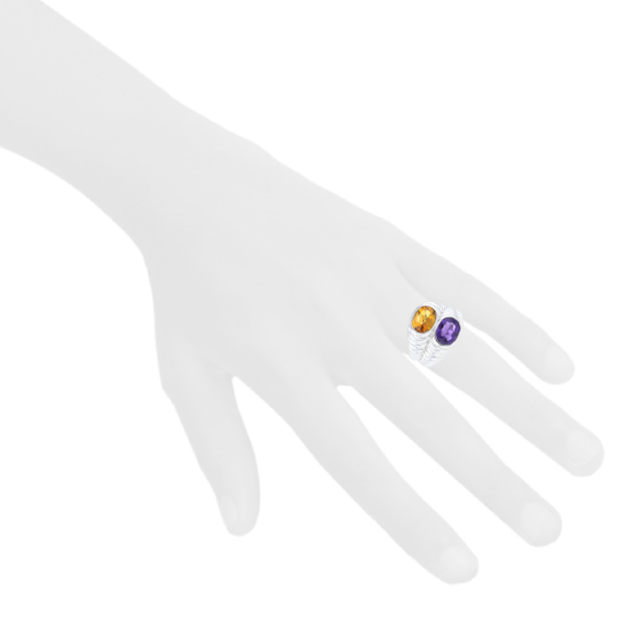 Bulgari ring in white gold,  amethyst and citrine - Detail D1