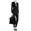 Shopping bag Hermès in tela nera e pelle nera - Detail D1 thumbnail