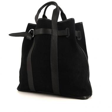 Bolso Cabás Hermès en lona negra y cuero negro