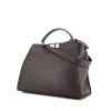 Fendi Peekaboo Selleria large model handbag in grey grained leather - 00pp thumbnail