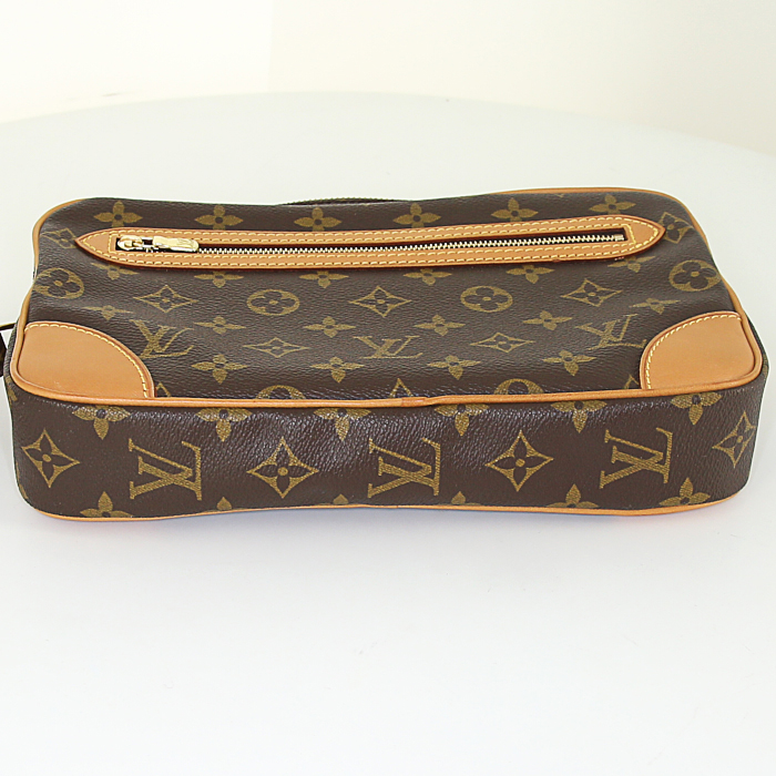 Louis Vuitton Marly pouch in brown monogram canvas and natural leather - Detail D4