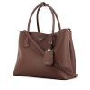 Prada Double handbag in brown grained leather - 00pp thumbnail