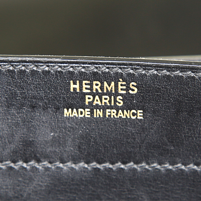 Porte-documents Hermes Sac à dépêches en cuir box noir - Detail D3