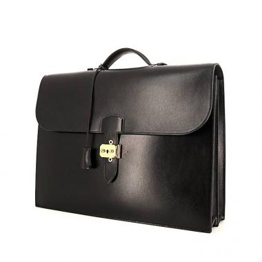Porte-documents Hermes Sac à dépêches en cuir box noir