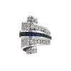 Vintage Art Déco ring in platinium,  diamonds and sapphires - 00pp thumbnail