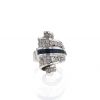 Vintage Art Déco ring in platinium,  diamonds and sapphires - 360 thumbnail