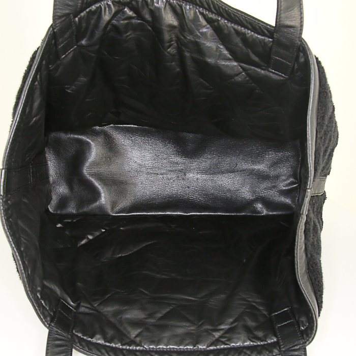 Bolso Cabás Chanel Grand Shopping modelo grande en cuero negro y lona negra - Detail D3