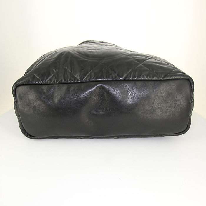 Shopping bag Chanel Grand Shopping modello grande in pelle nera e tela nera - Detail D4