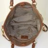 Prada Jacquard shopping bag in khaki logo canvas and brown leather - Detail D3 thumbnail
