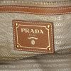 Prada Jacquard shopping bag in khaki logo canvas and brown leather - Detail D4 thumbnail