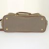 Prada Jacquard shopping bag in khaki logo canvas and brown leather - Detail D5 thumbnail