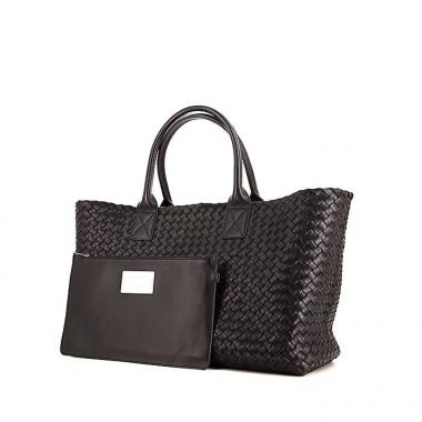 Shopping bag Bottega Veneta Cabat in pelle intrecciata nera