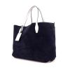 Tod's shopping bag in navy blue bicolor suede and grey leather - 00pp thumbnail