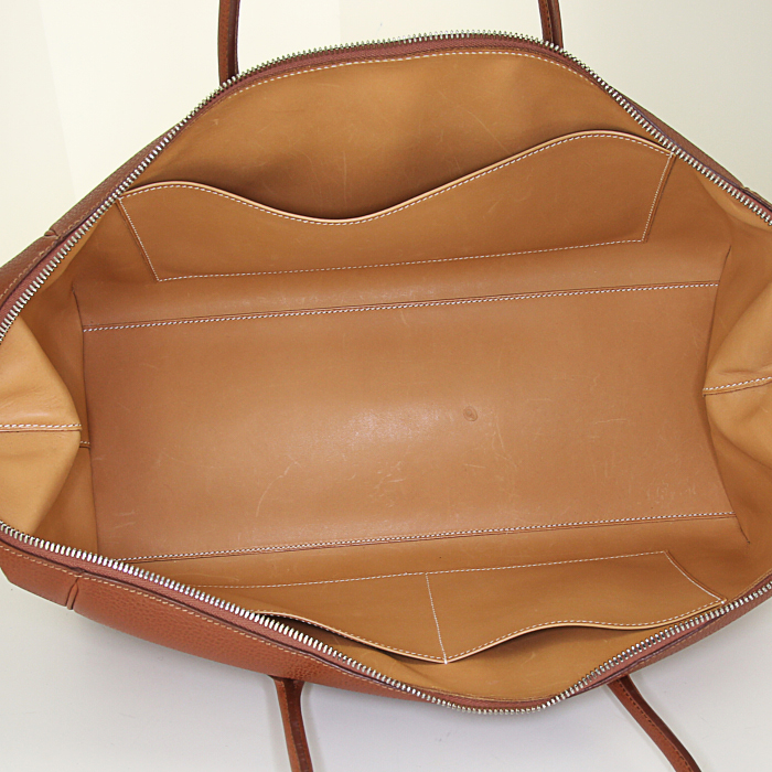 Hermes Paris-Bombay large model handbag in brown grained leather - Detail D2