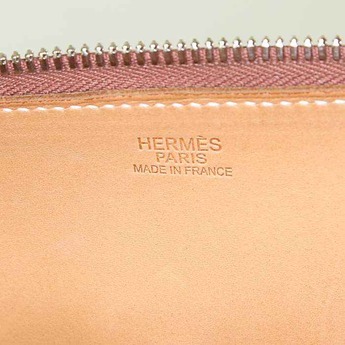 Sac à main Hermes Paris-Bombay grand modèle en cuir grainé marron - Detail D3
