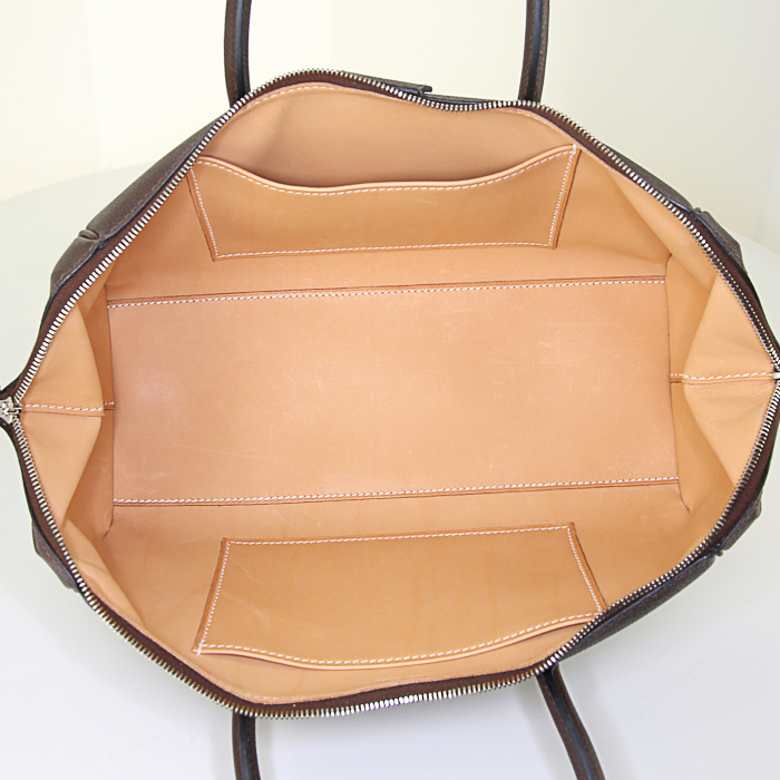 Sac à main Hermes Paris-Bombay petit modèle en cuir epsom marron - Detail D2