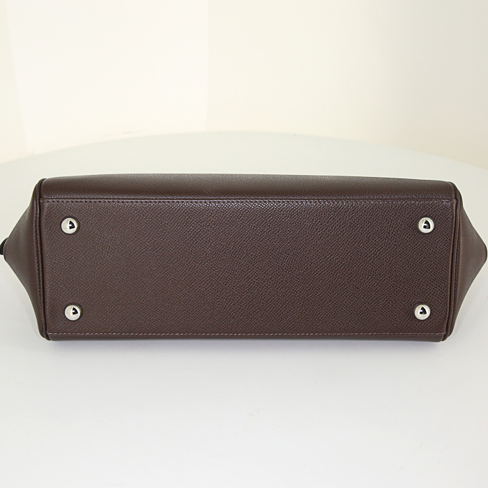 Borsa Hermes Paris-Bombay modello piccolo in pelle Epsom marrone - Detail D4