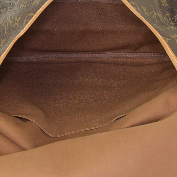 Sac bandoulière Louis Vuitton Saumur grand modèle en toile monogram enduite et cuir naturel - Detail D3