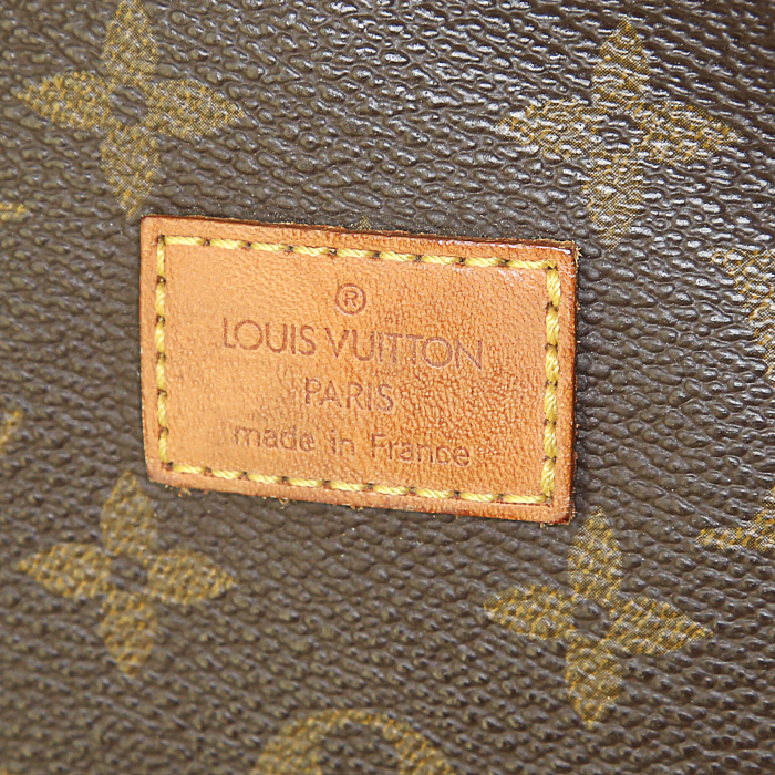 Louis Vuitton Saumur large model shoulder bag in monogram canvas and natural leather - Detail D4